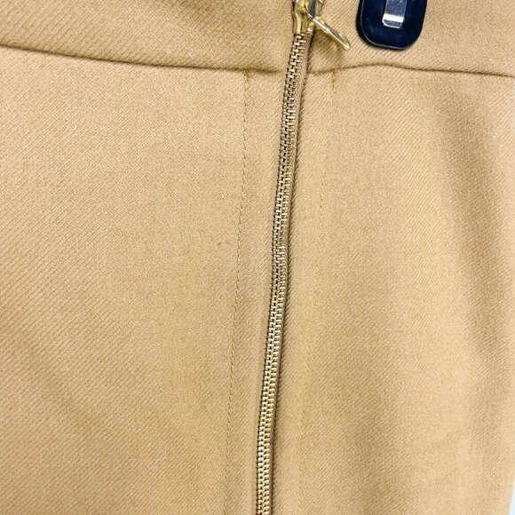 J.CREW Office Pencil Skirt Assymetrical Zip Wool Camel Tan szβ 6 Tall - Picture 3 of 9